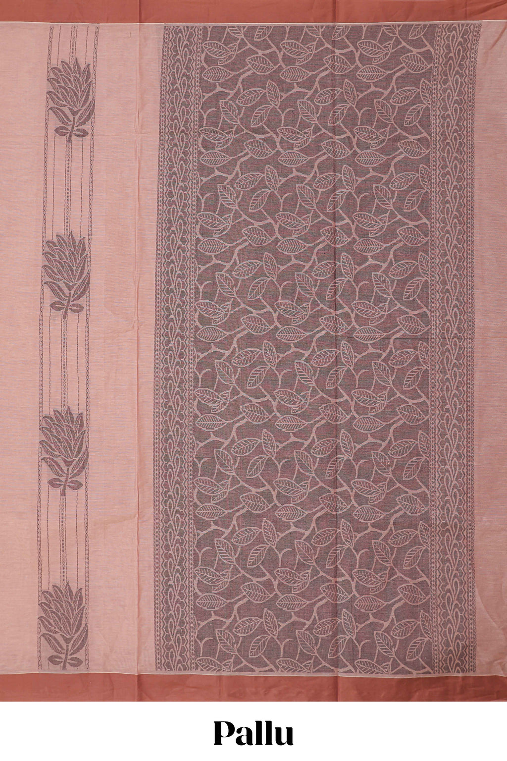 Dusty peach floral designed kovai cotton saree with contrast border and blouse