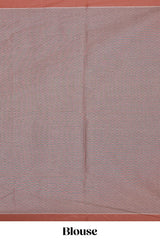 Dusty peach floral designed kovai cotton saree with contrast border and blouse