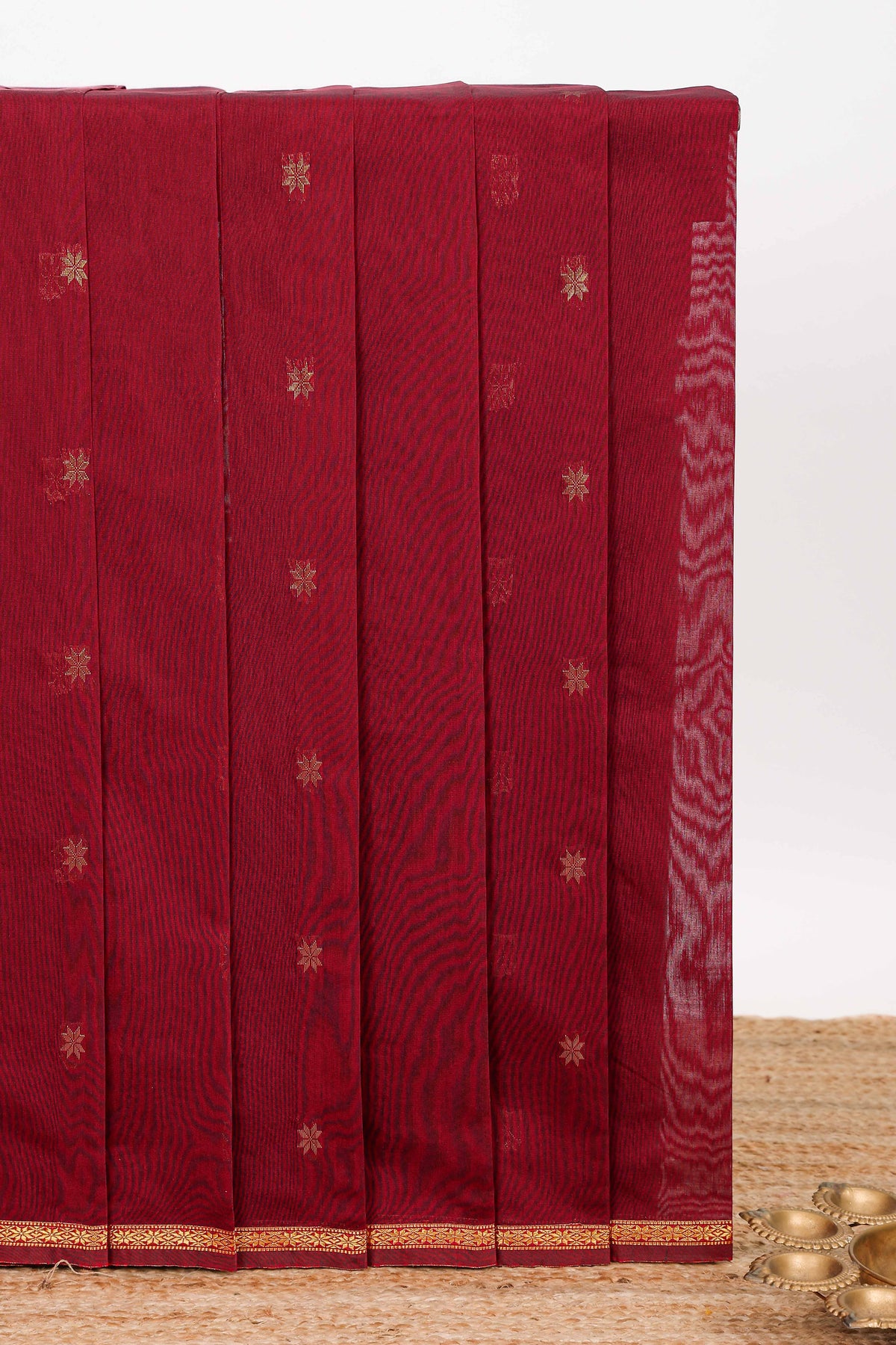 Maroon floral motifs designed kovai cotton saree with sef border and contast blouse