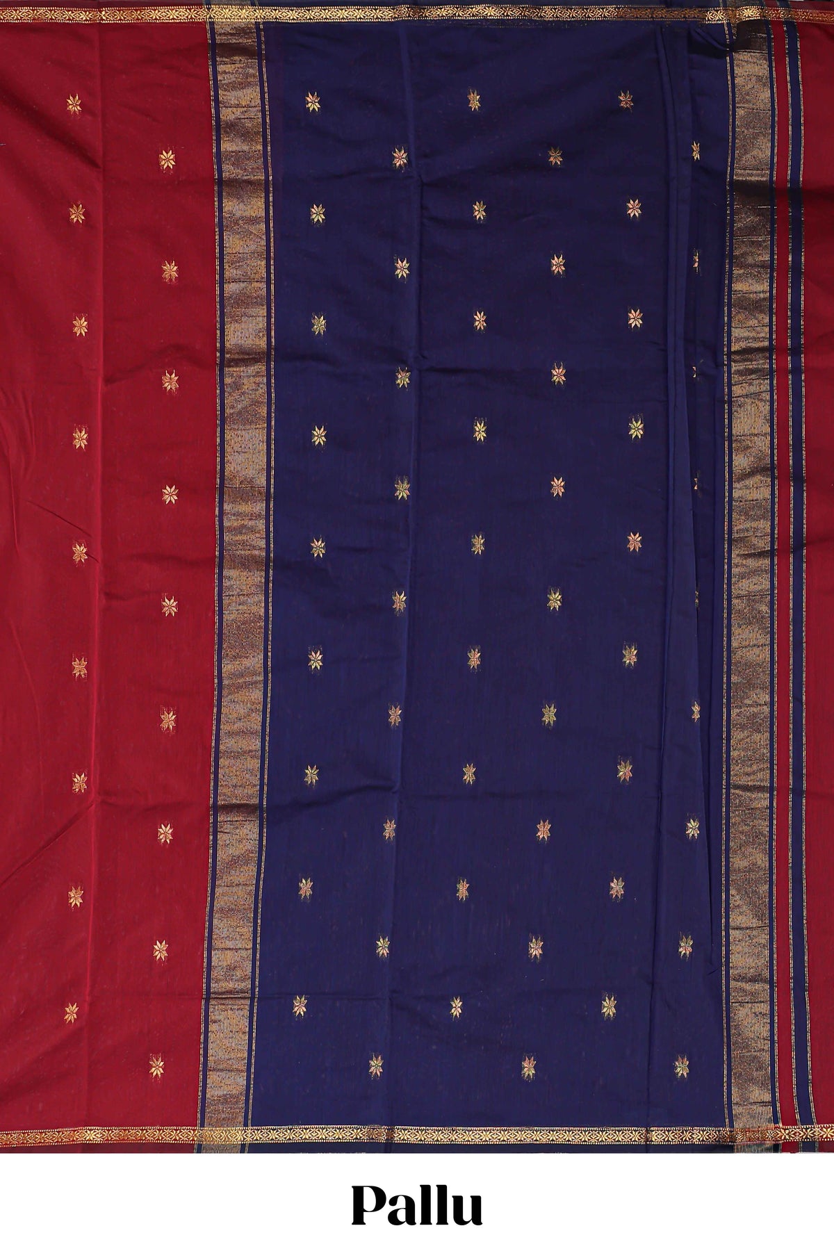 Maroon floral motifs designed kovai cotton saree with sef border and contast blouse