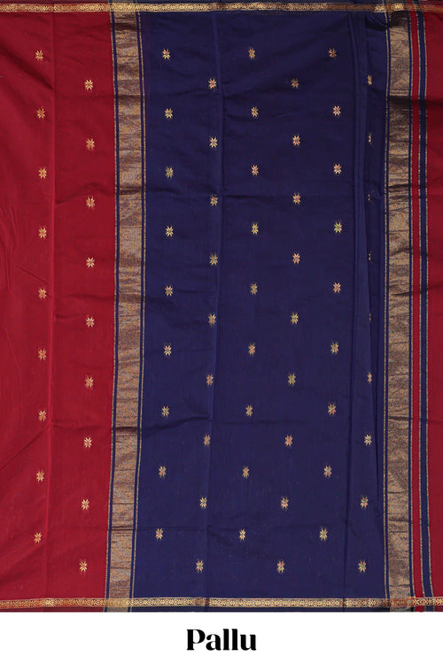 Maroon floral motifs designed kovai cotton saree with sef border and contast blouse