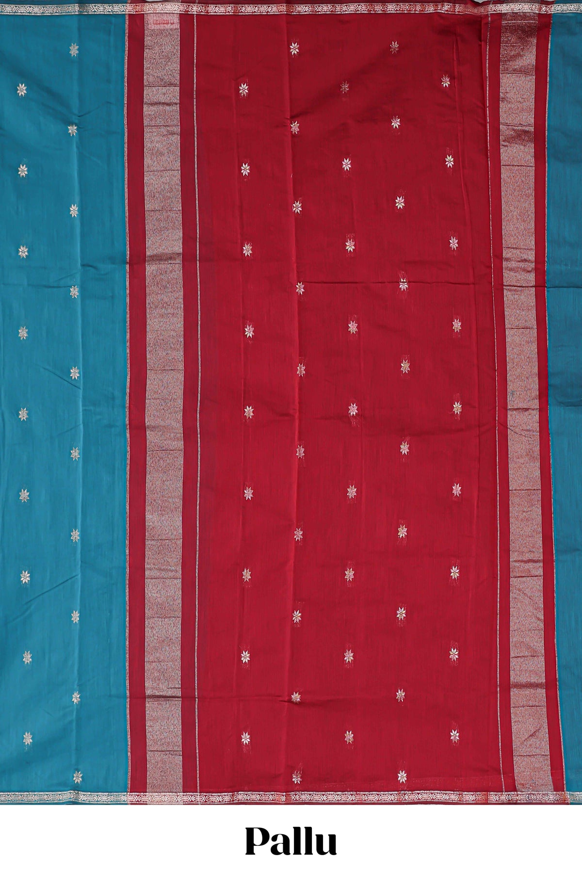 Blue floral motifs designed kovai cotton saree with sef border and contast blouse
