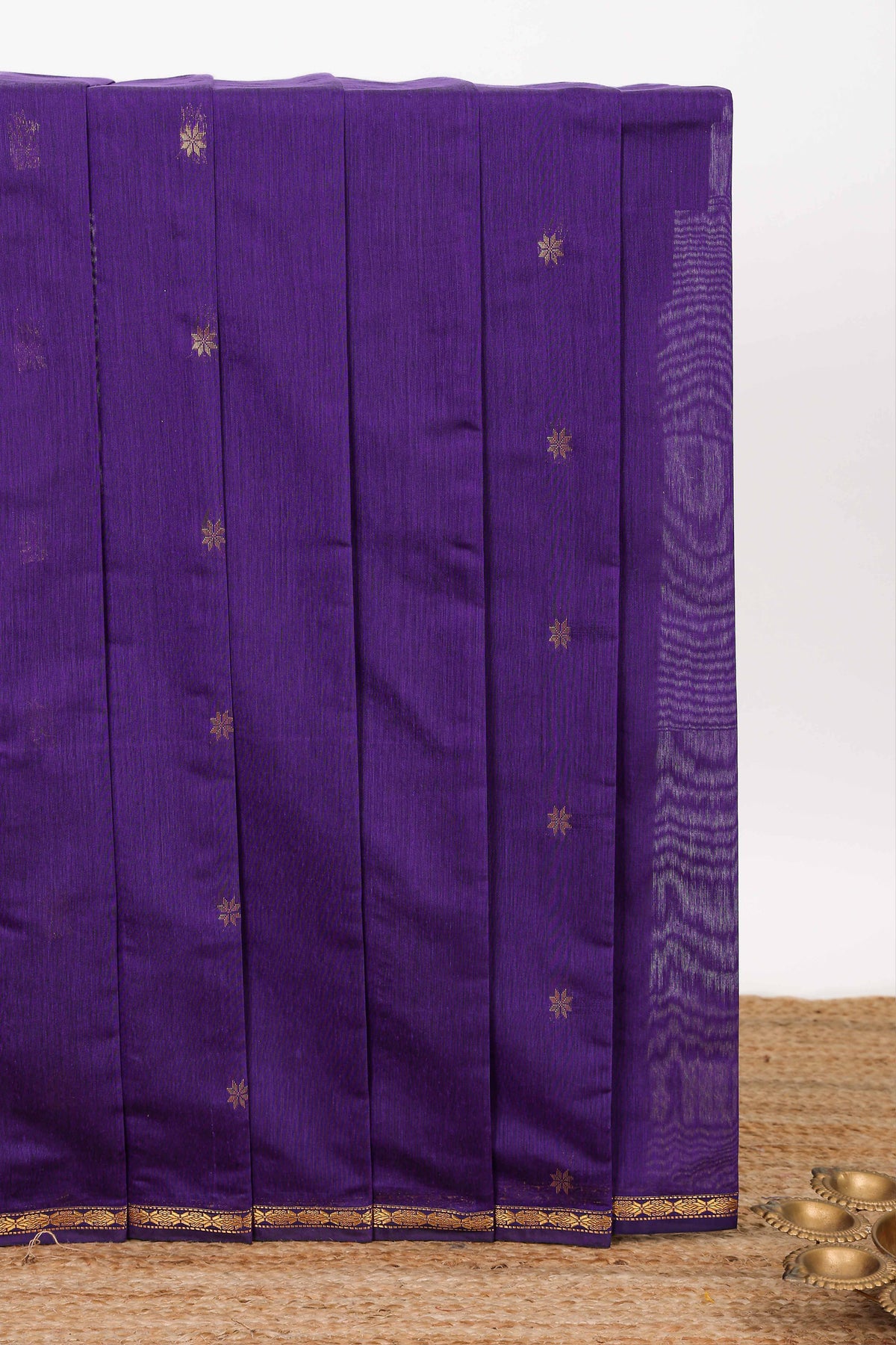 Violet floral motifs designed kovai cotton saree with sef border and contast blouse