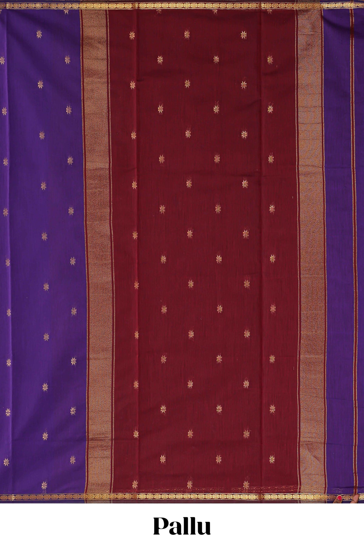 Violet floral motifs designed kovai cotton saree with sef border and contast blouse