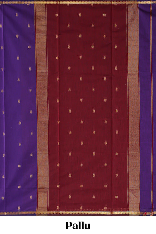 Violet floral motifs designed kovai cotton saree with sef border and contast blouse