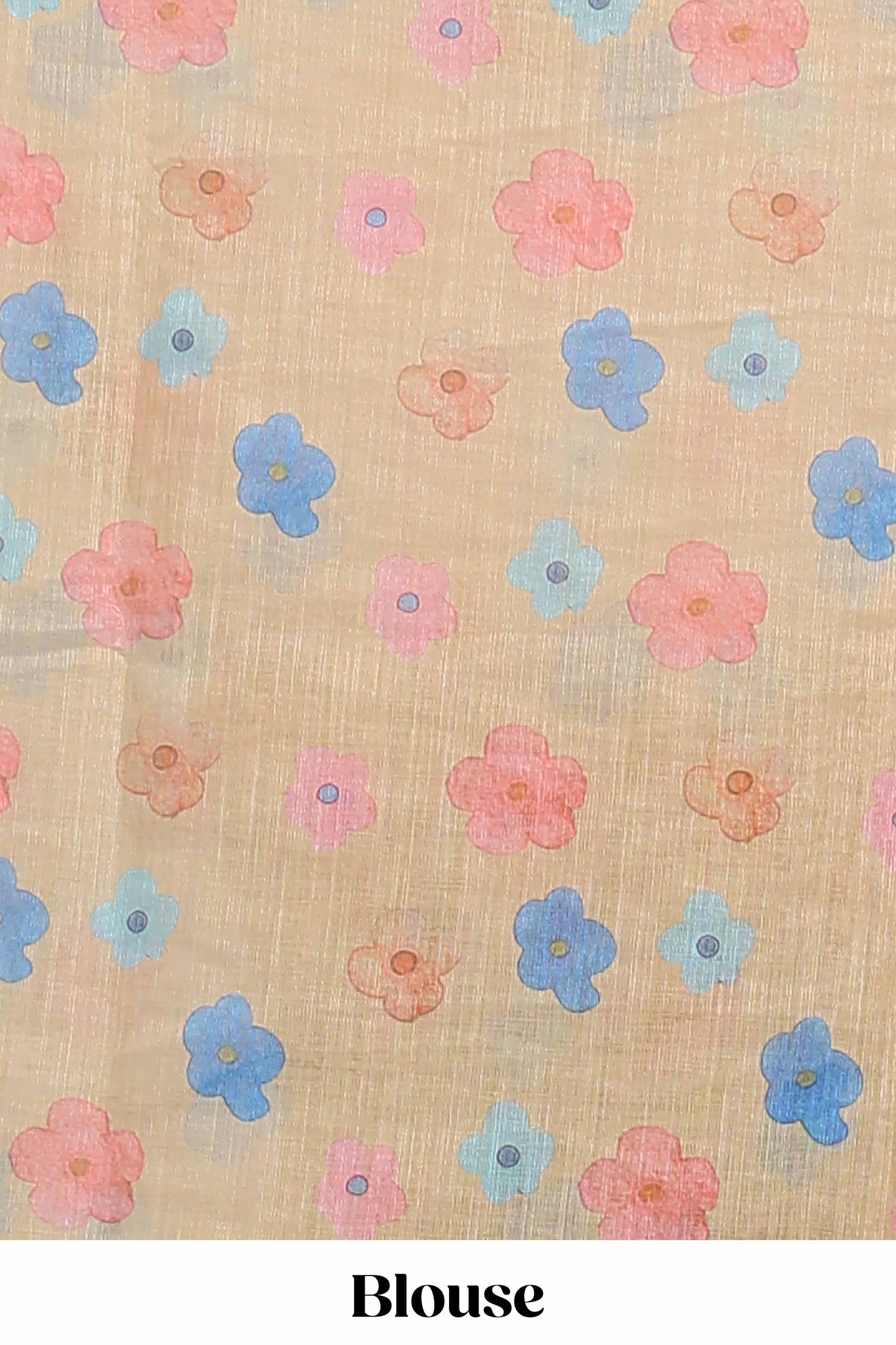 Sandal floral vines linen cotton saree with self zari border and matching blouse