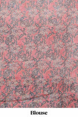 Beige linen cotton saree with red shibori print, self zari border and floral design pallu