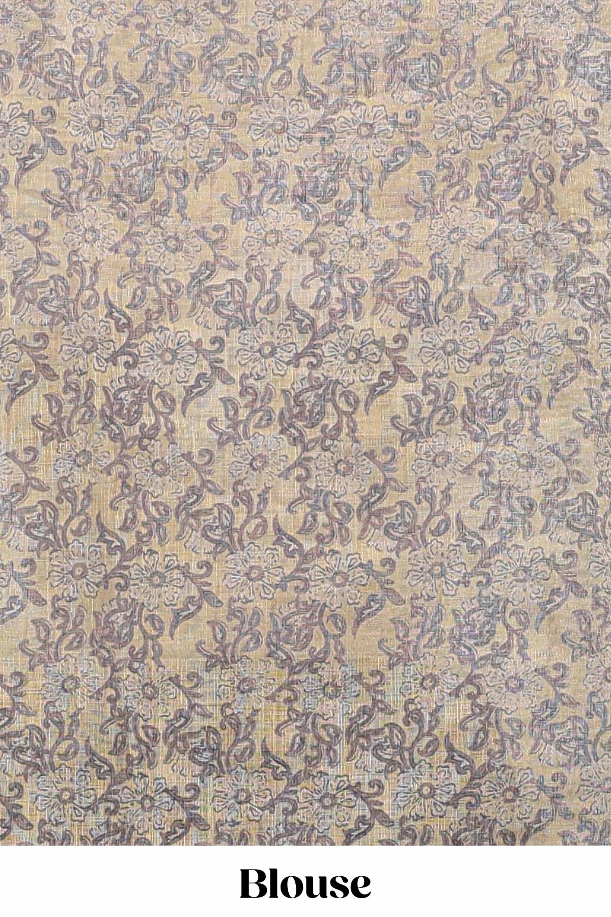Beige linen cotton saree with yellow shibori print, self zari border and floral design pallu