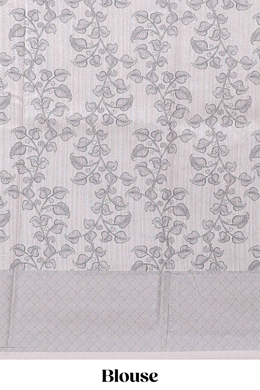 Hash white floral and peacock design linen cotton saree with contrast border and printed blouse