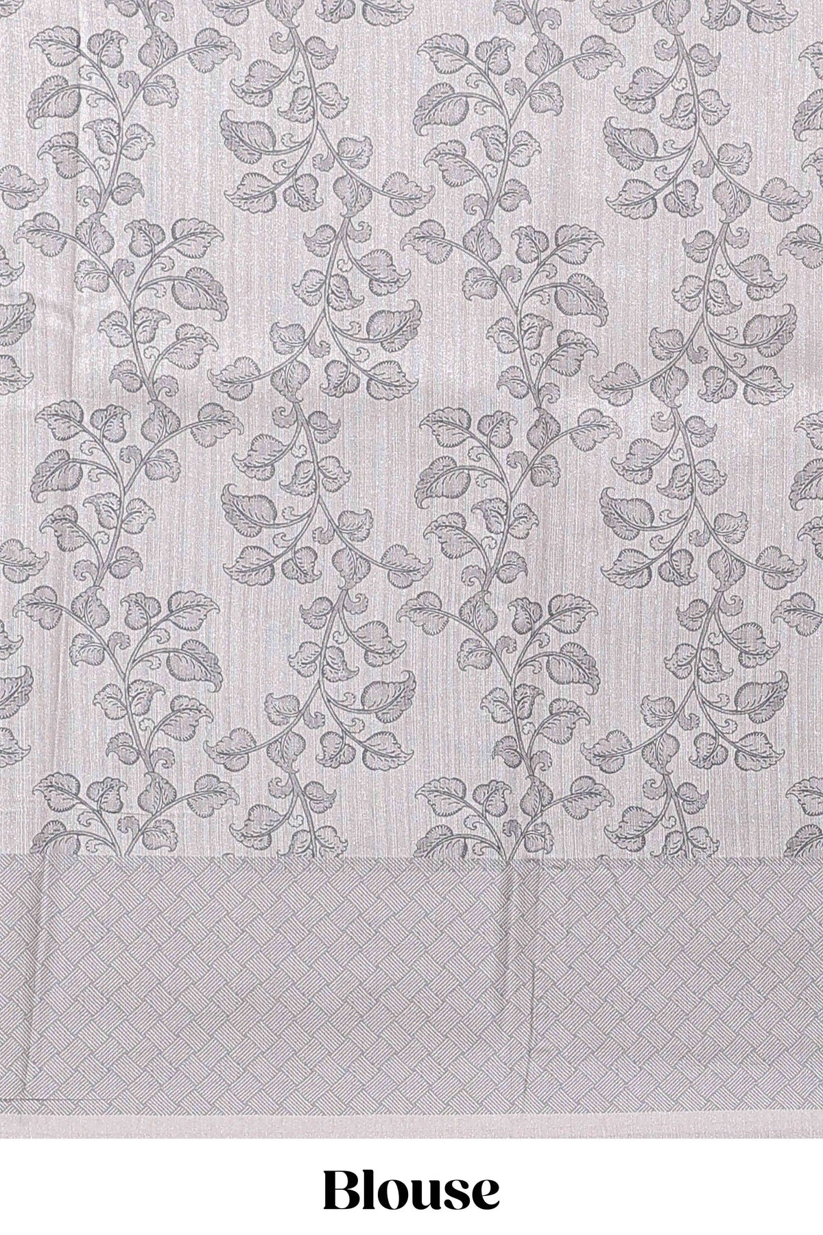 Hash white floral and peacock design linen cotton saree with contrast border and printed blouse