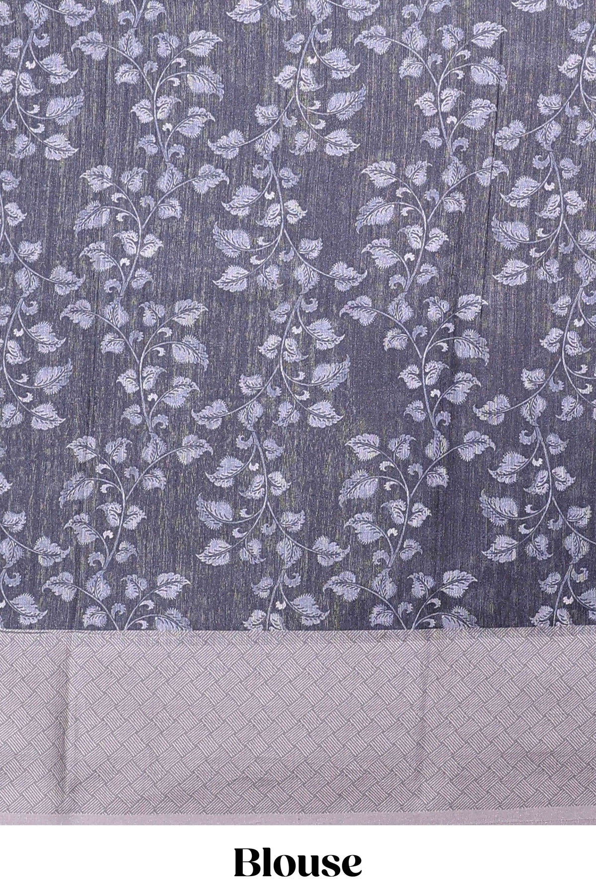 Black floral and peacock design linen cotton saree with contrast border and printed blouse