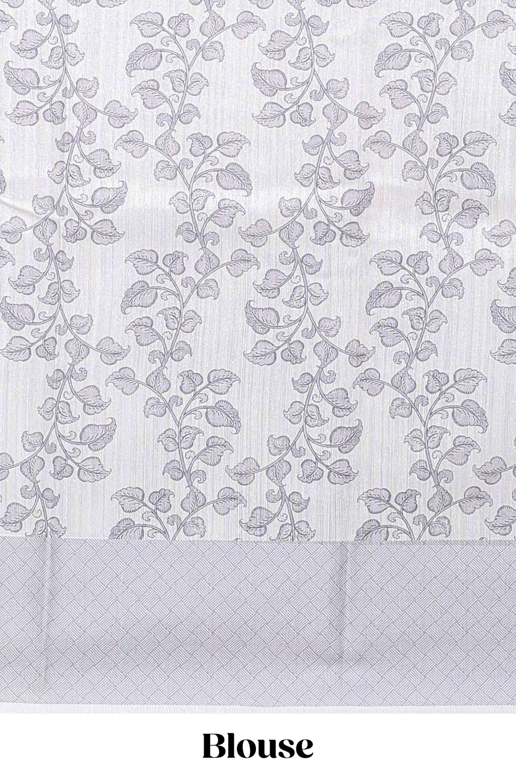 White floral and peacock design linen cotton saree with contrast border and printed blouse
