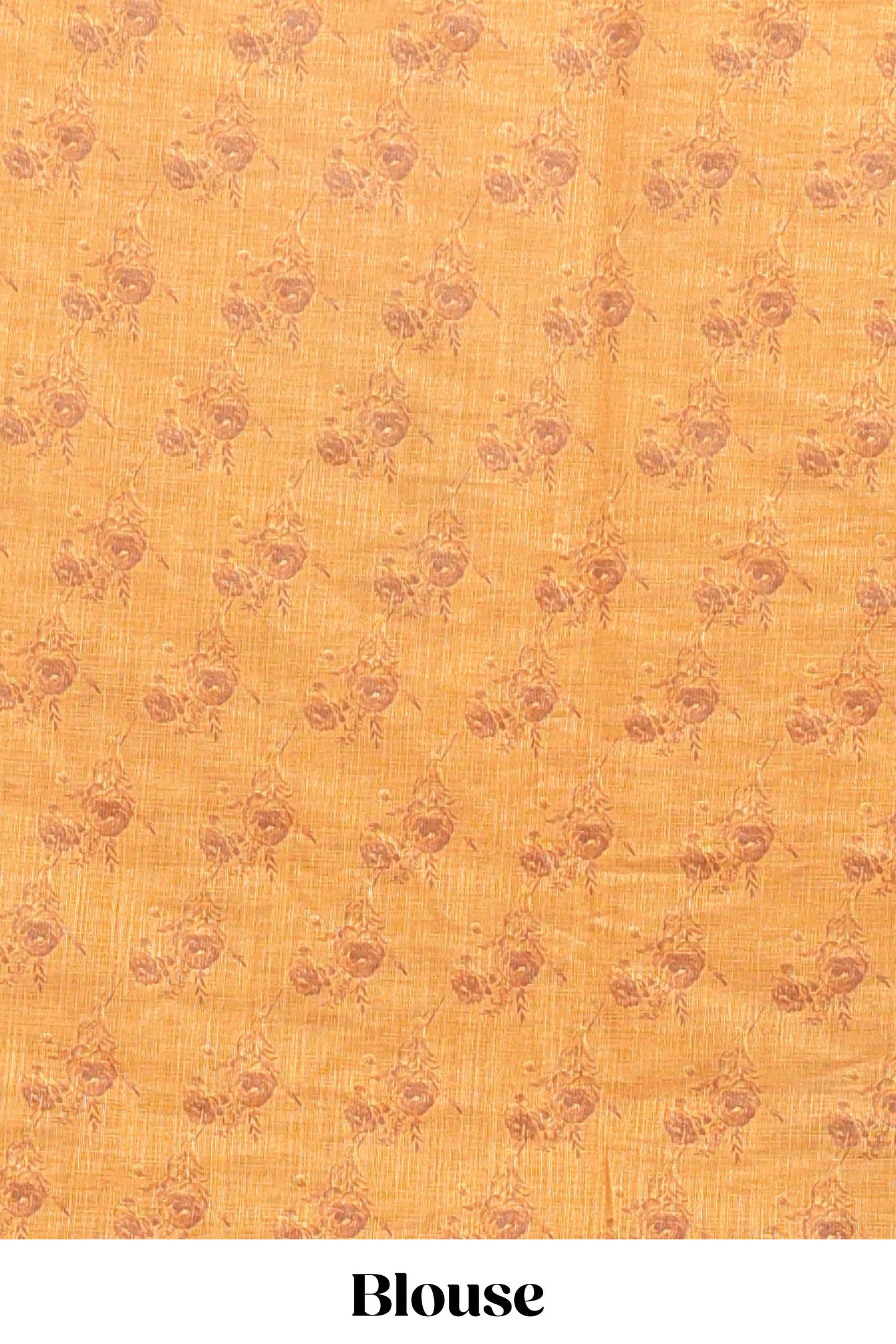 Mustard checked floral motifs linen cotton saree with self zari border matching blouse