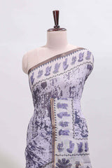 Lavender shibori style classical dance muthirai design linen cotton saree with contrast border and blouse