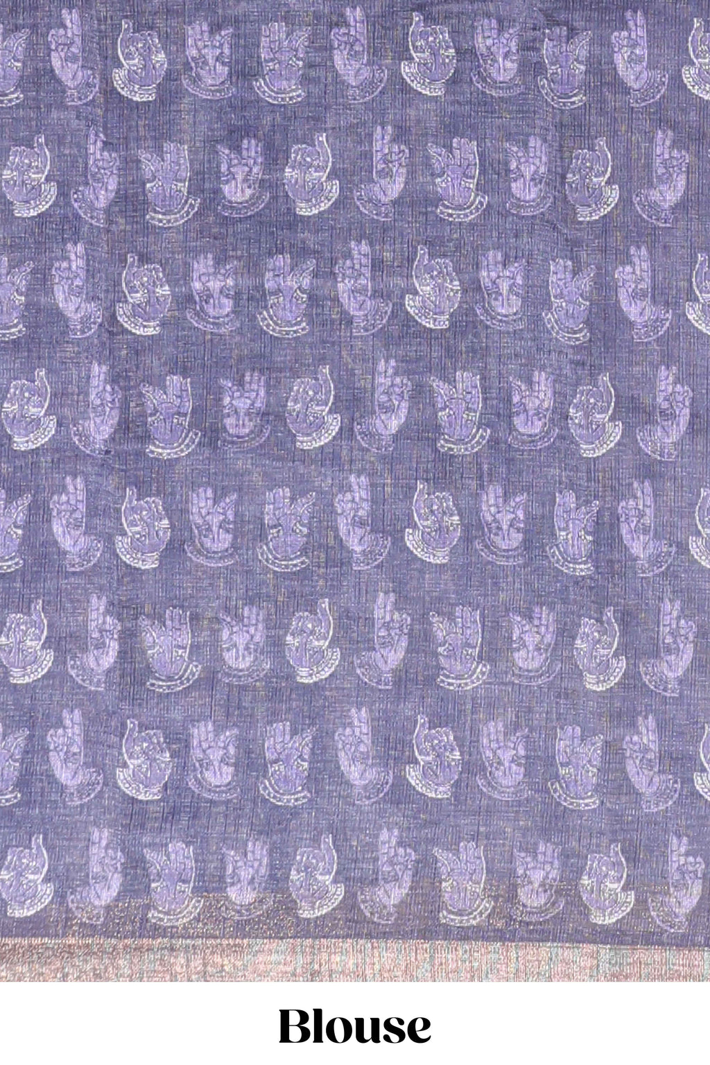 Lavender shibori style classical dance muthirai design linen cotton saree with contrast border and blouse