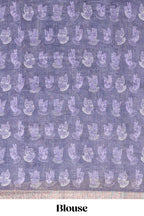 Lavender shibori style classical dance muthirai design linen cotton saree with contrast border and blouse