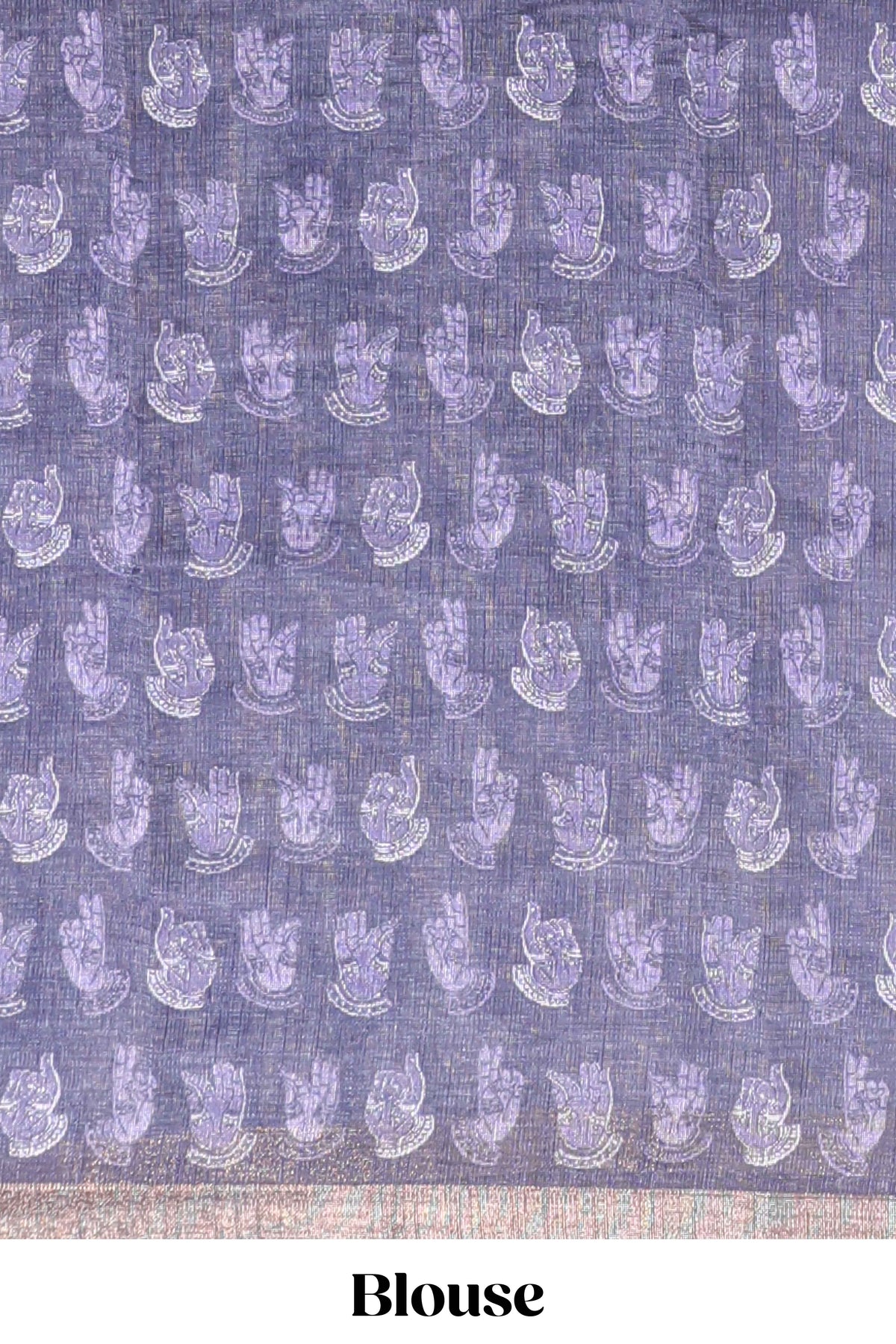 Lavender shibori style classical dance muthirai design linen cotton saree with contrast border and blouse