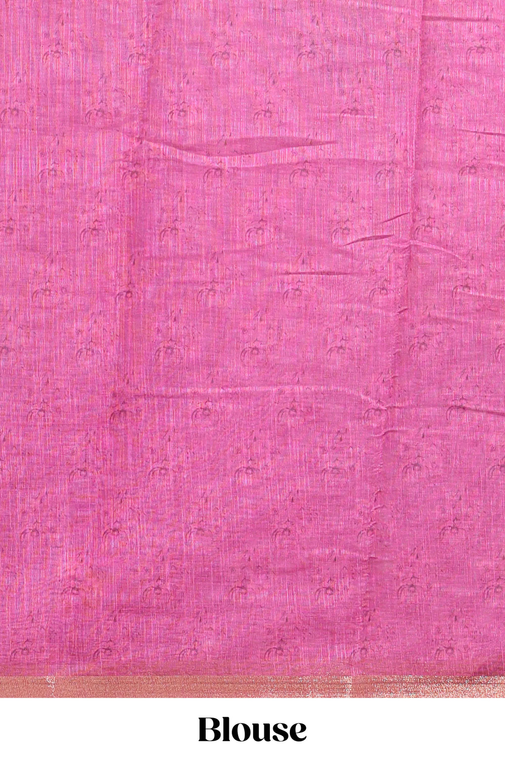 Pink checked floral design linen cotton saree with self zari border and matching blouse