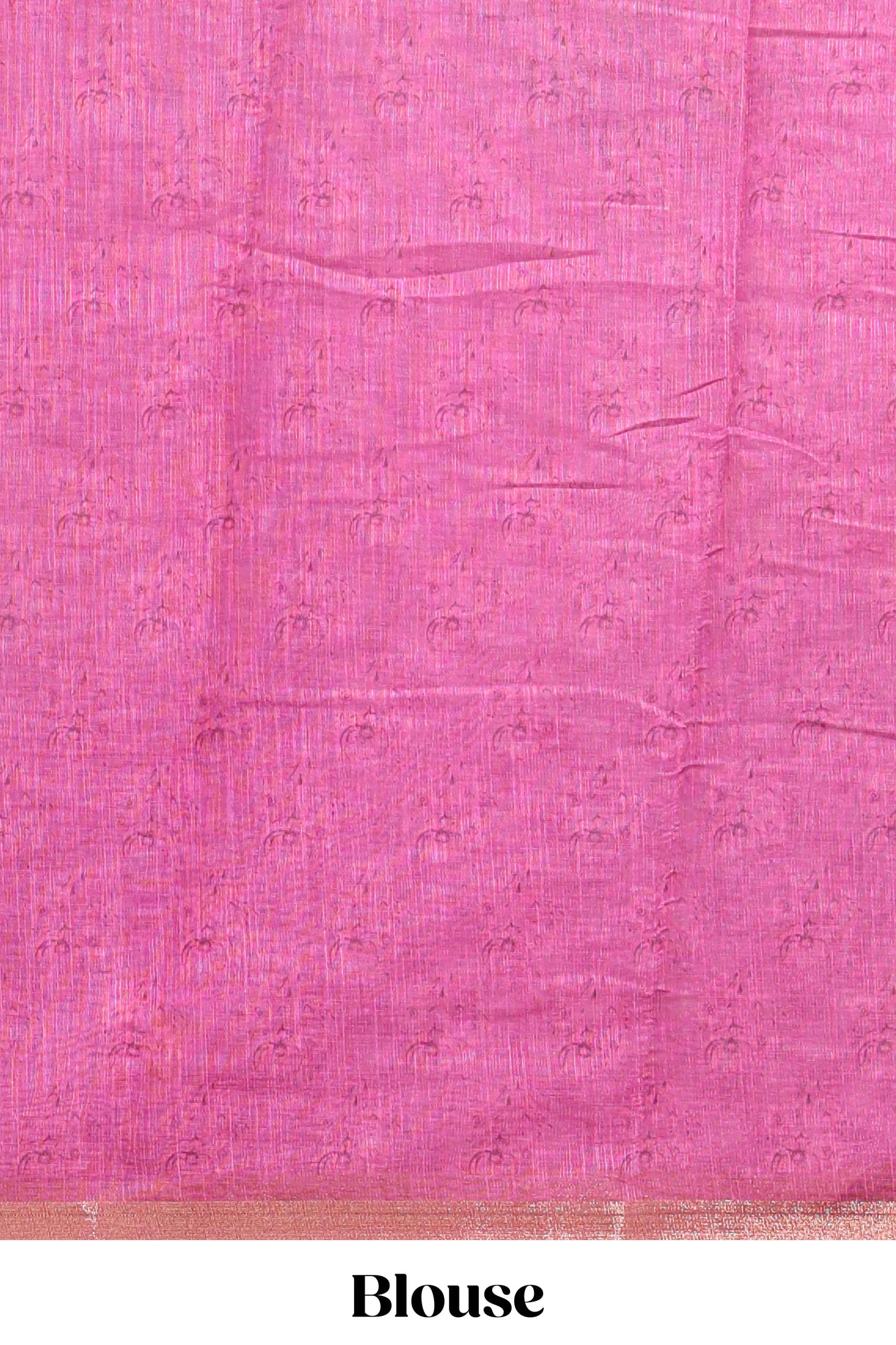 Pink checked floral design linen cotton saree with self zari border and matching blouse