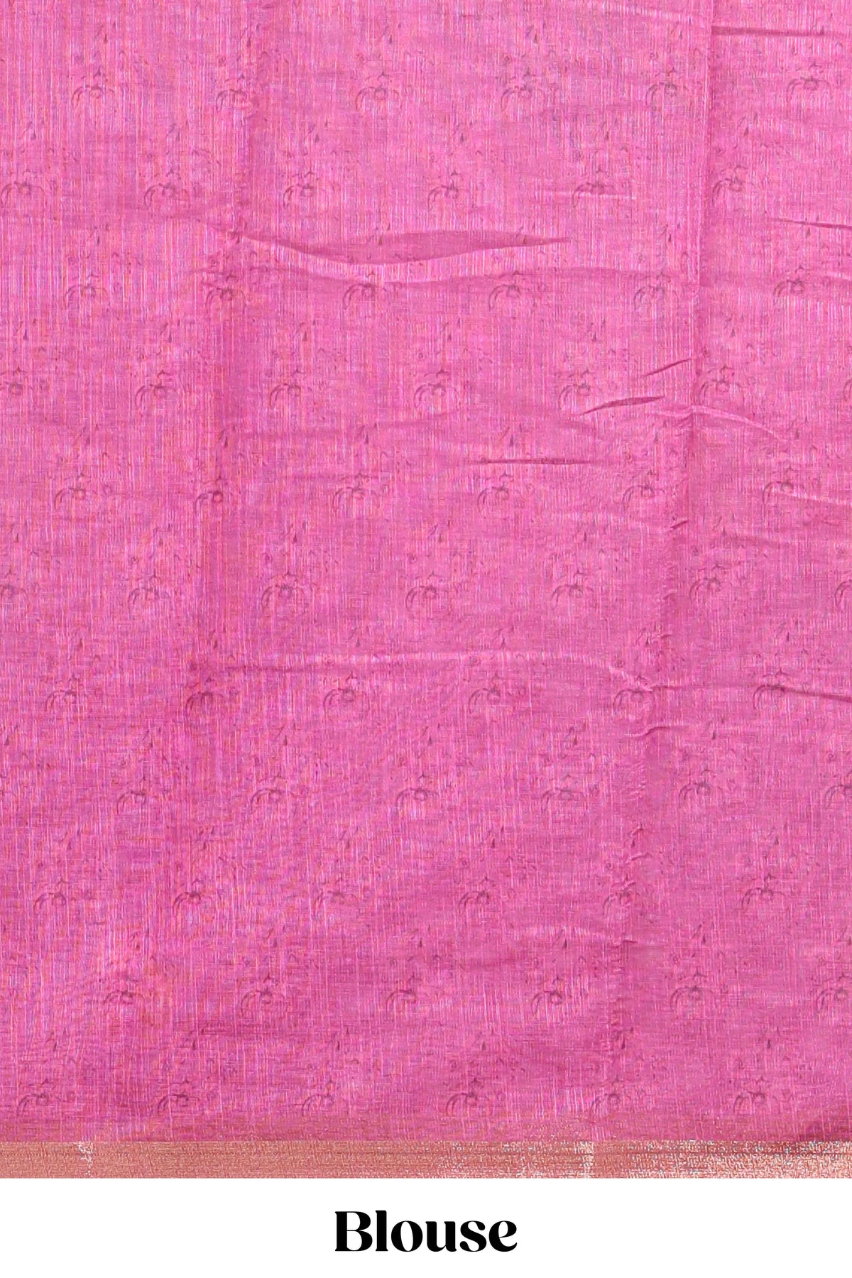 Pink checked floral design linen cotton saree with self zari border and matching blouse