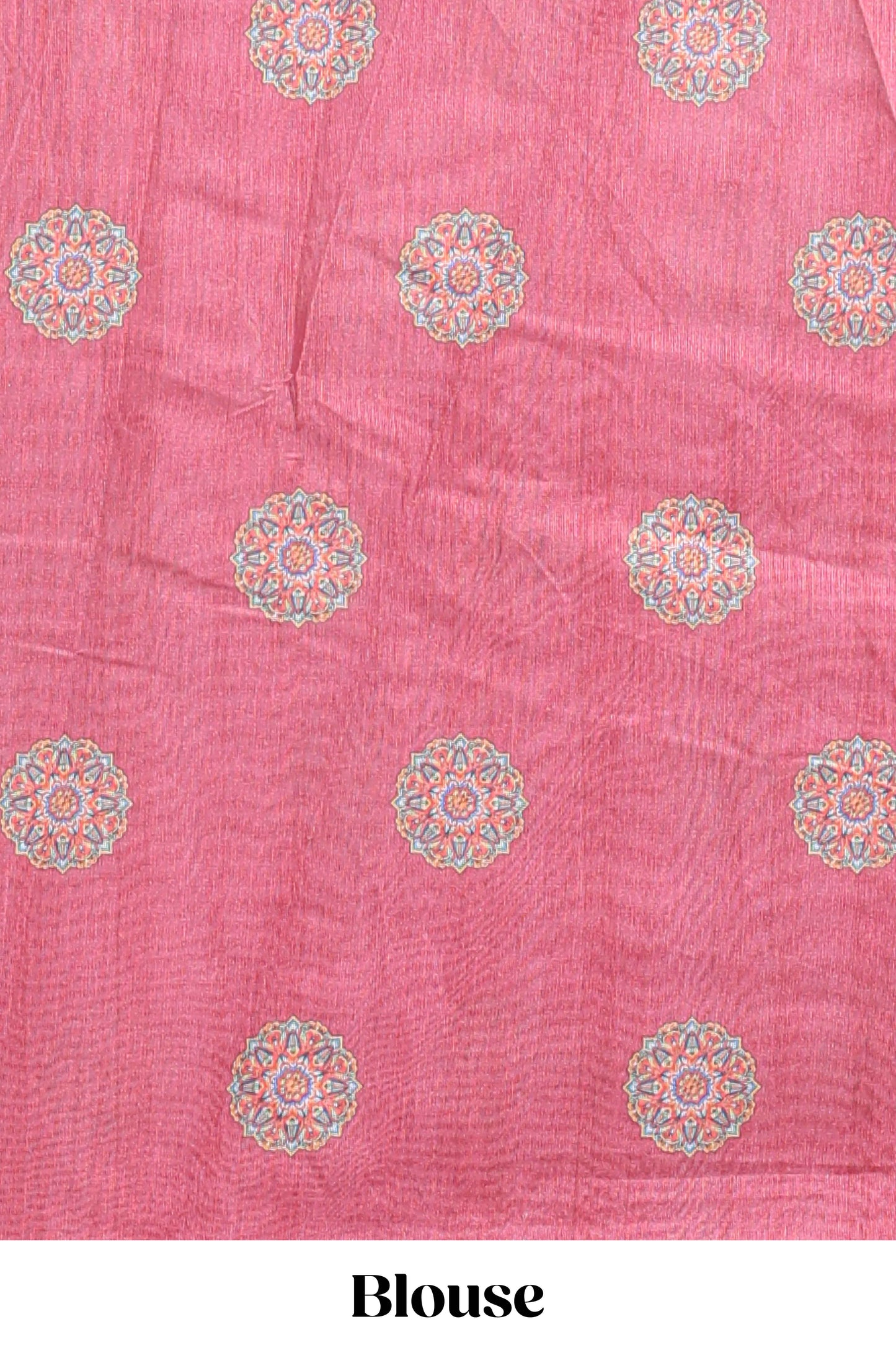 Onion pink mandala madhubani design linen cotton saree with self zari border and matching blouse