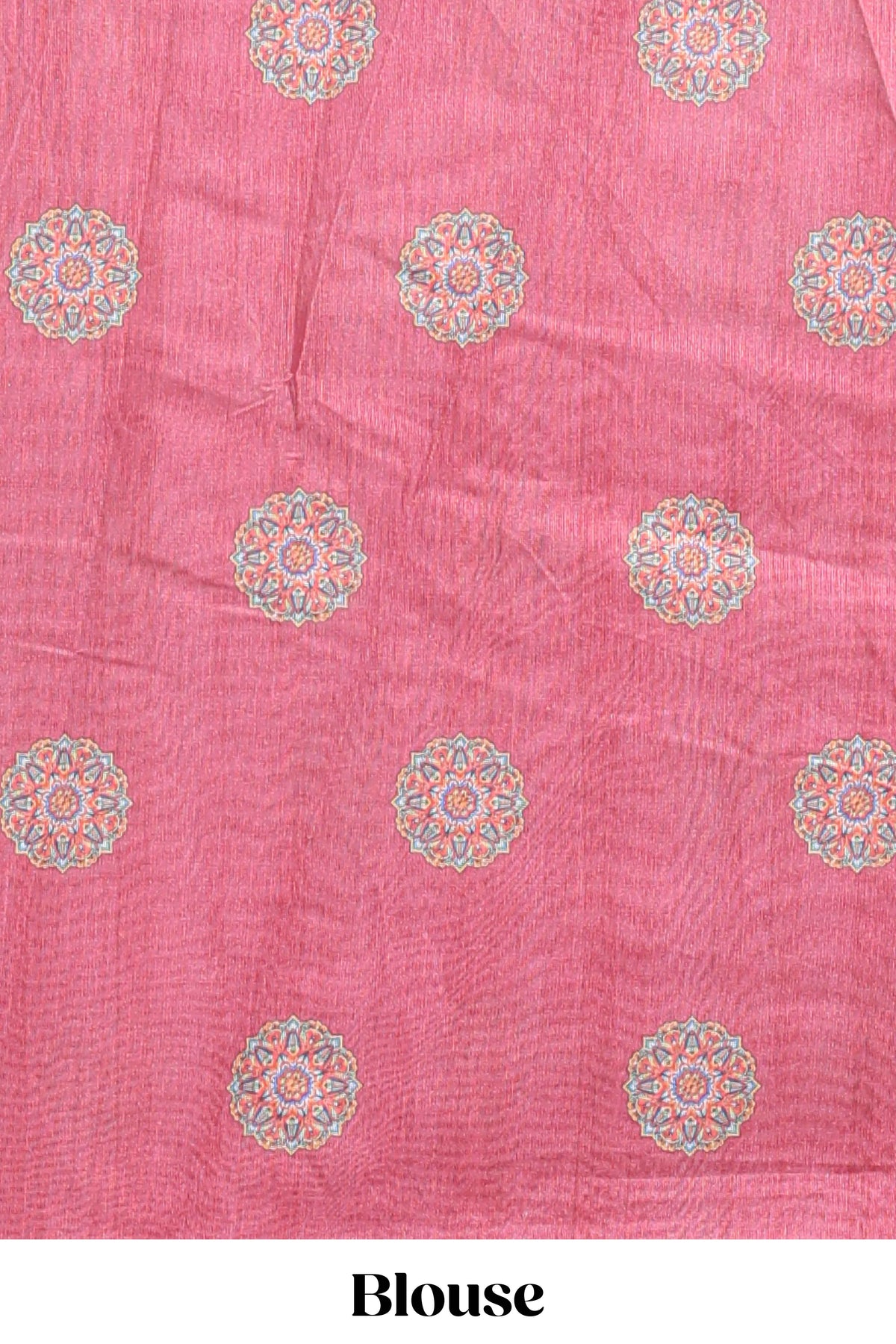 Onion pink mandala madhubani design linen cotton saree with self zari border and matching blouse