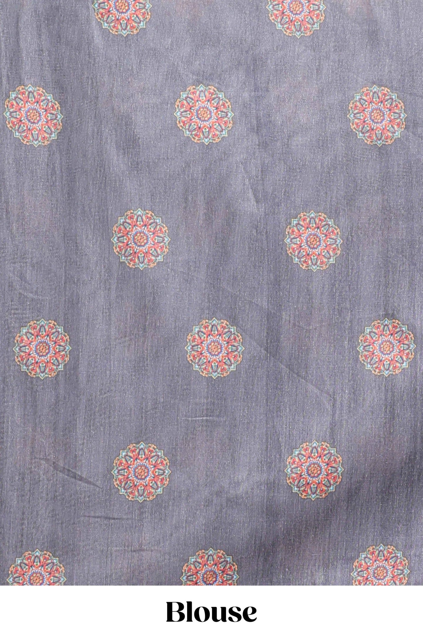 Grey mandala madhubani design linen cotton saree with self zari border and matching blouse