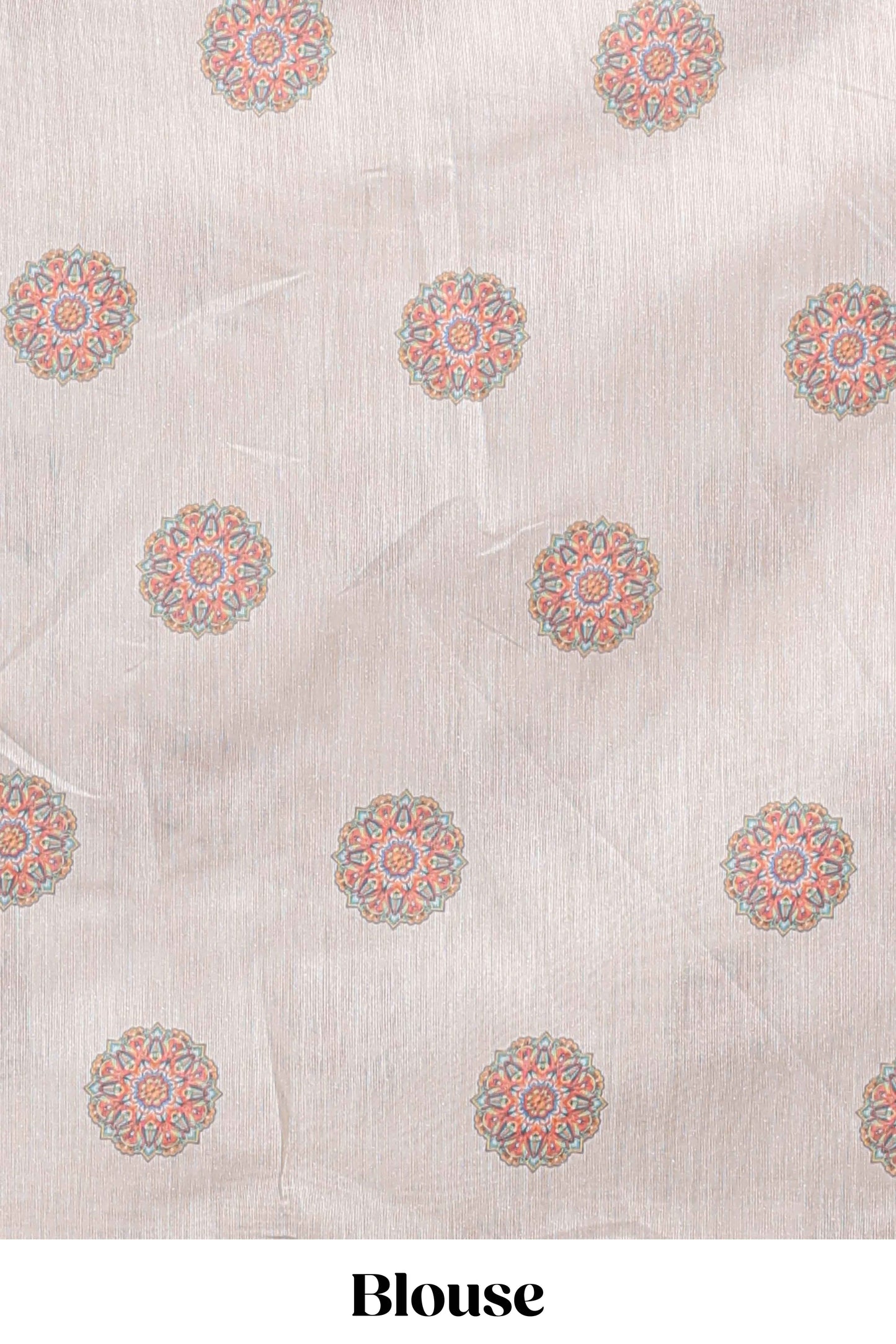Cream mandala madhubani design linen cotton saree with self zari border and matching blouse