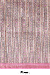 Pink checked geometric design butta linen cotton saree with self zari border and contrast blouse