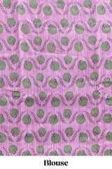 Ultra pink striped digital print linen cotton saree with contrast border and floral design pallu