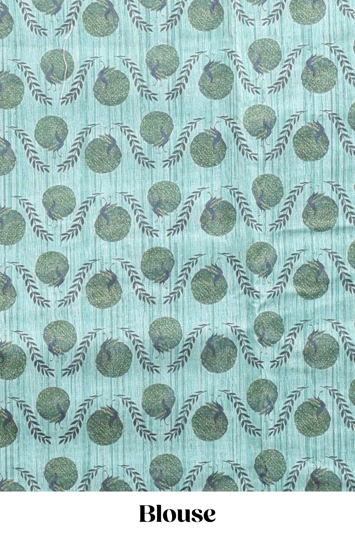 Turquoise green striped digital print linen cotton saree with contrast border and floral design pallu