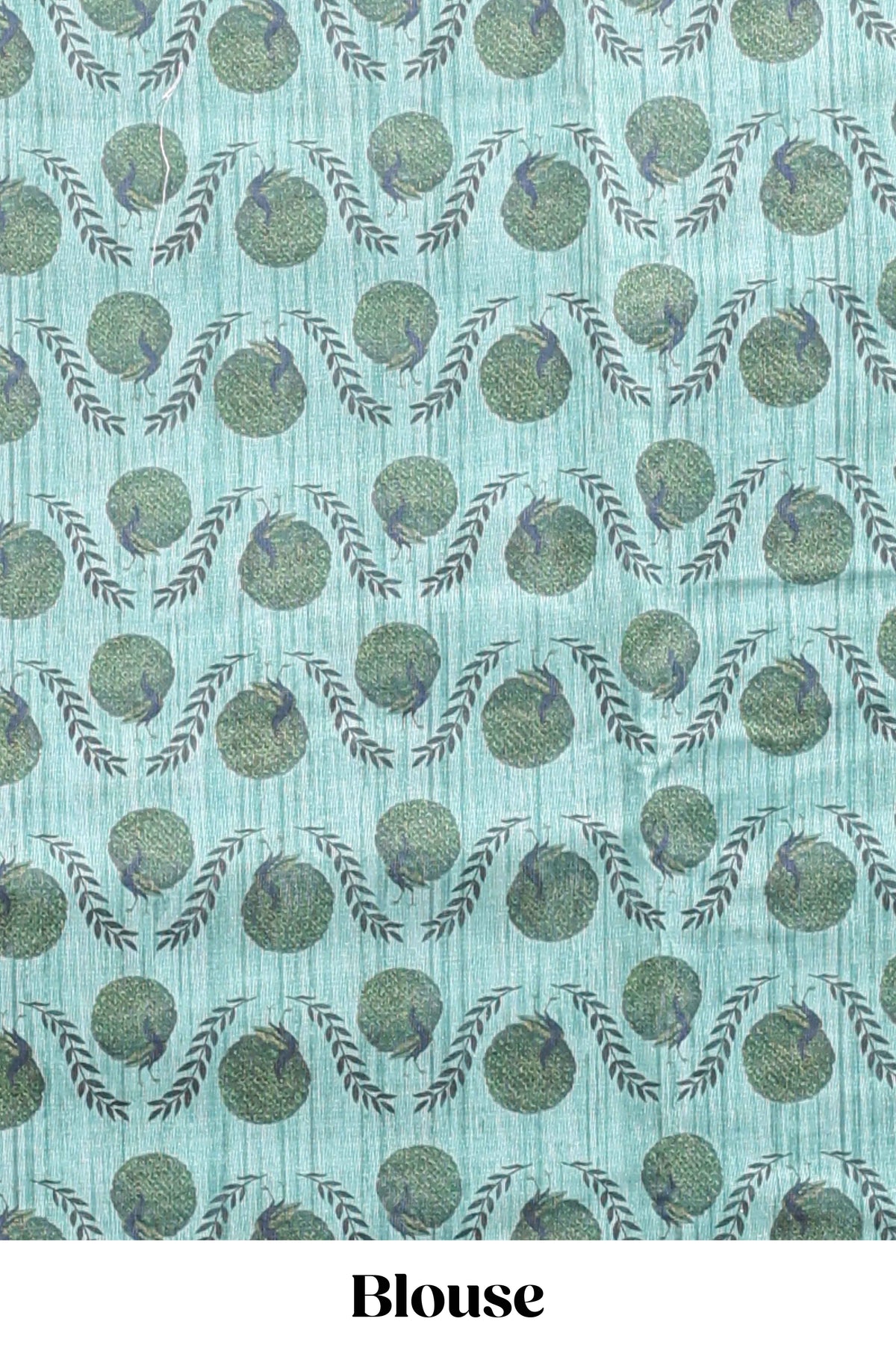 Turquoise green striped digital print linen cotton saree with contrast border and floral design pallu