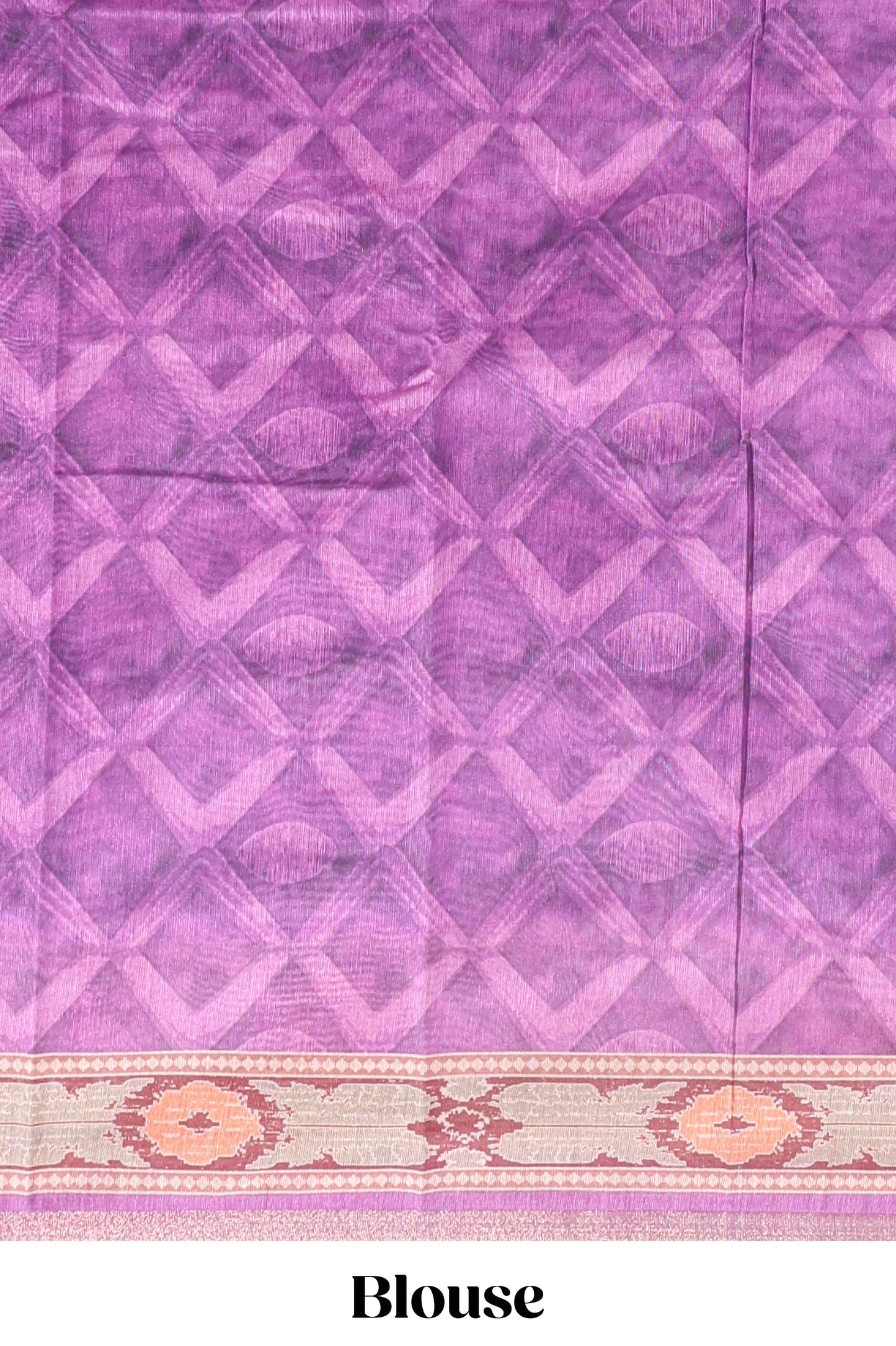 Purple geometric digital print linen cotton saree with self zari border and matching blouse