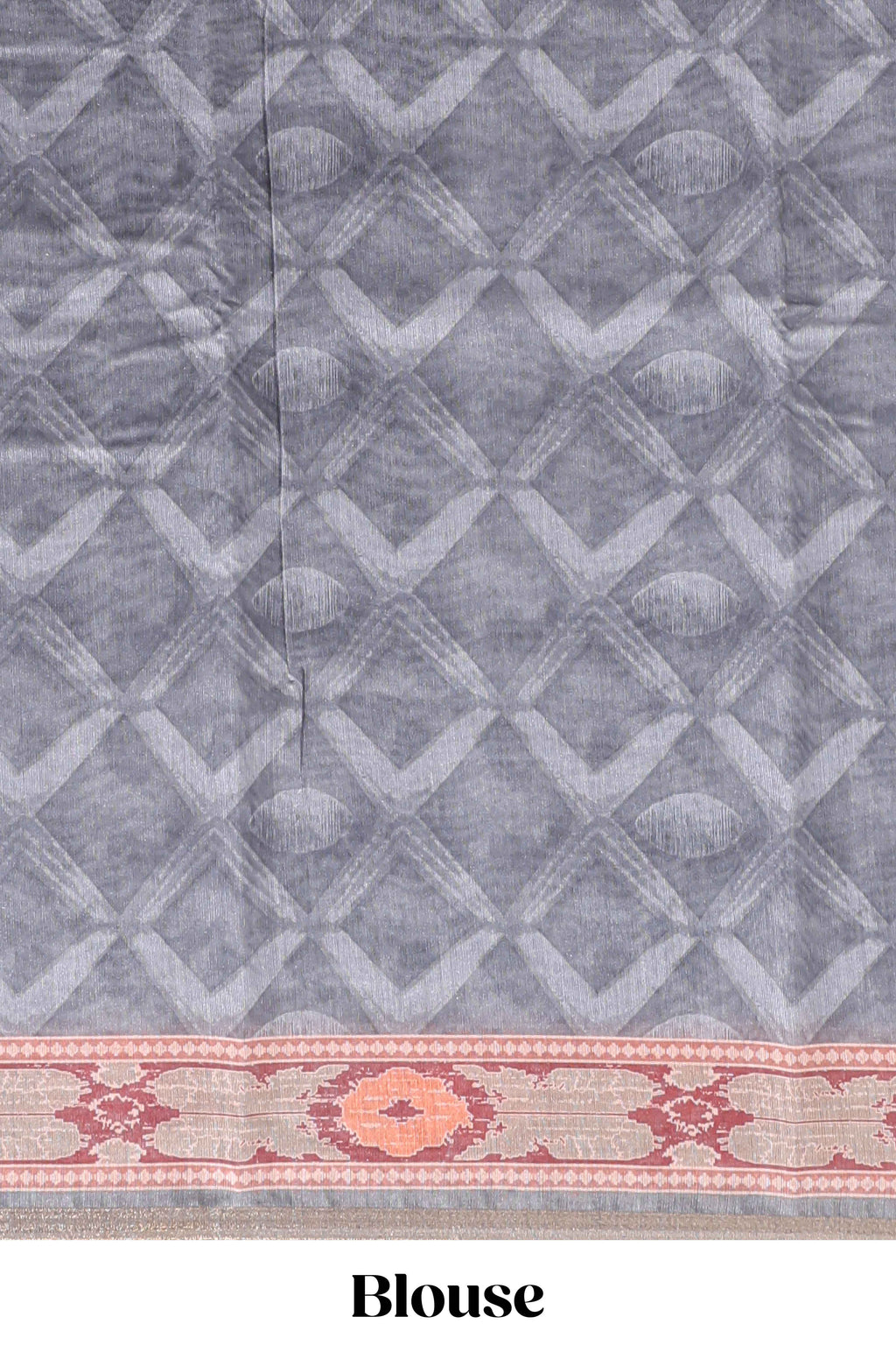 Grey geometric digital print linen cotton saree with self zari border and matching blouse