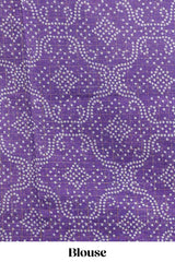 Pink & violet dual shade checked linen cotton saree with self zari border and contrast printed pallu