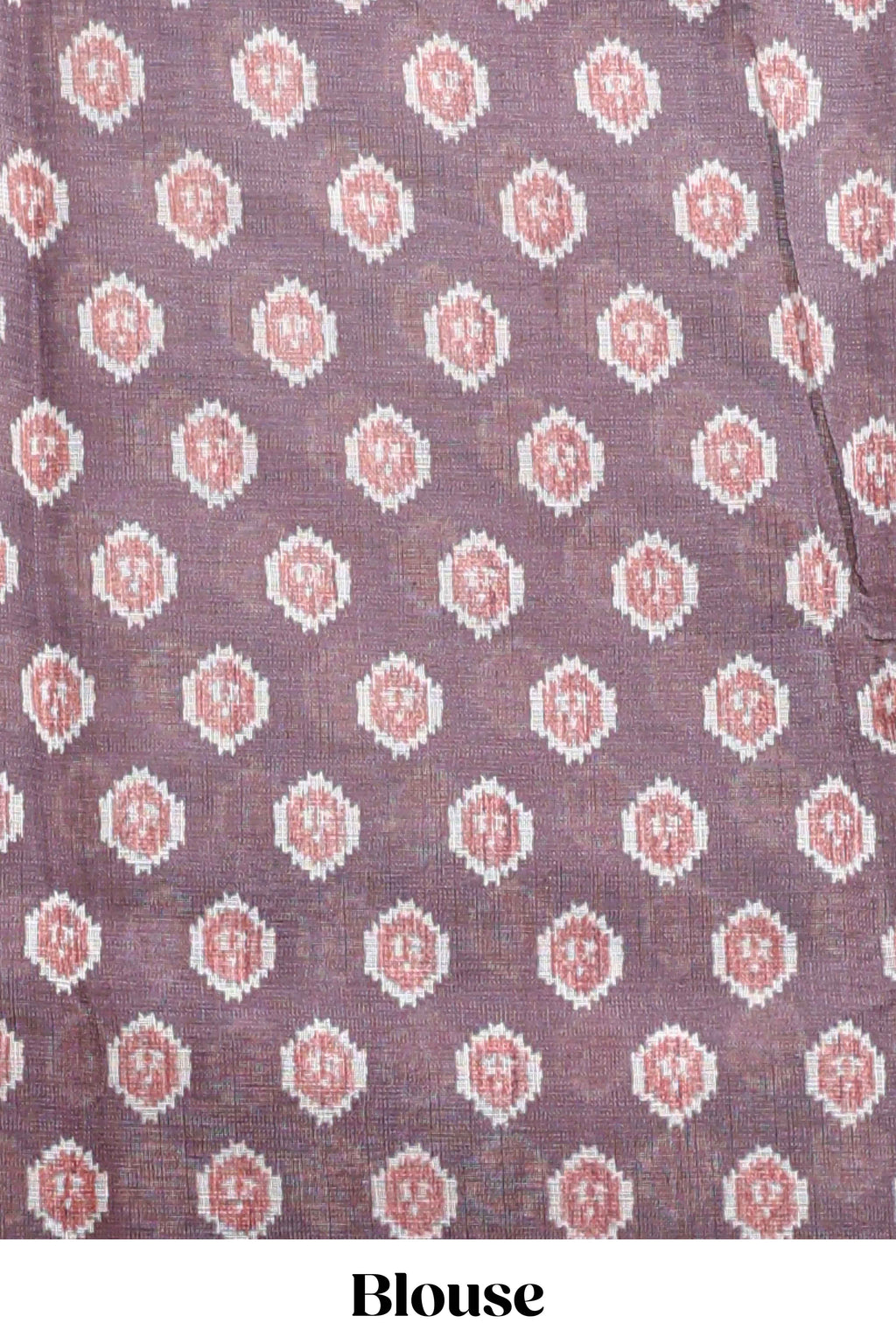 Brown deer & fawn motifs linen cotton saree with self zari border and contrast ikkat style pallu
