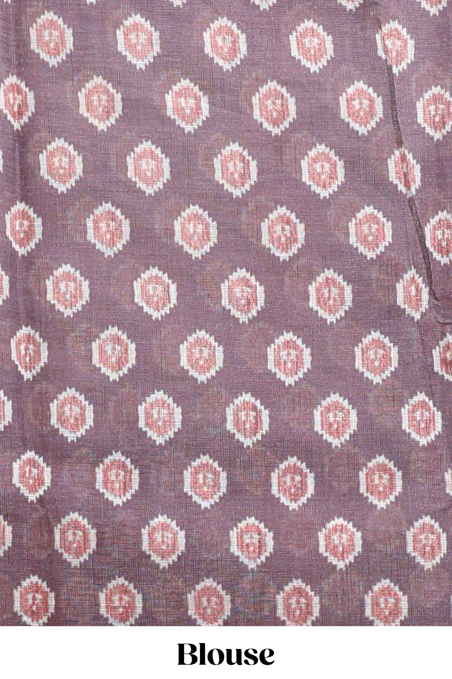Brown deer & fawn motifs linen cotton saree with self zari border and contrast ikkat style pallu