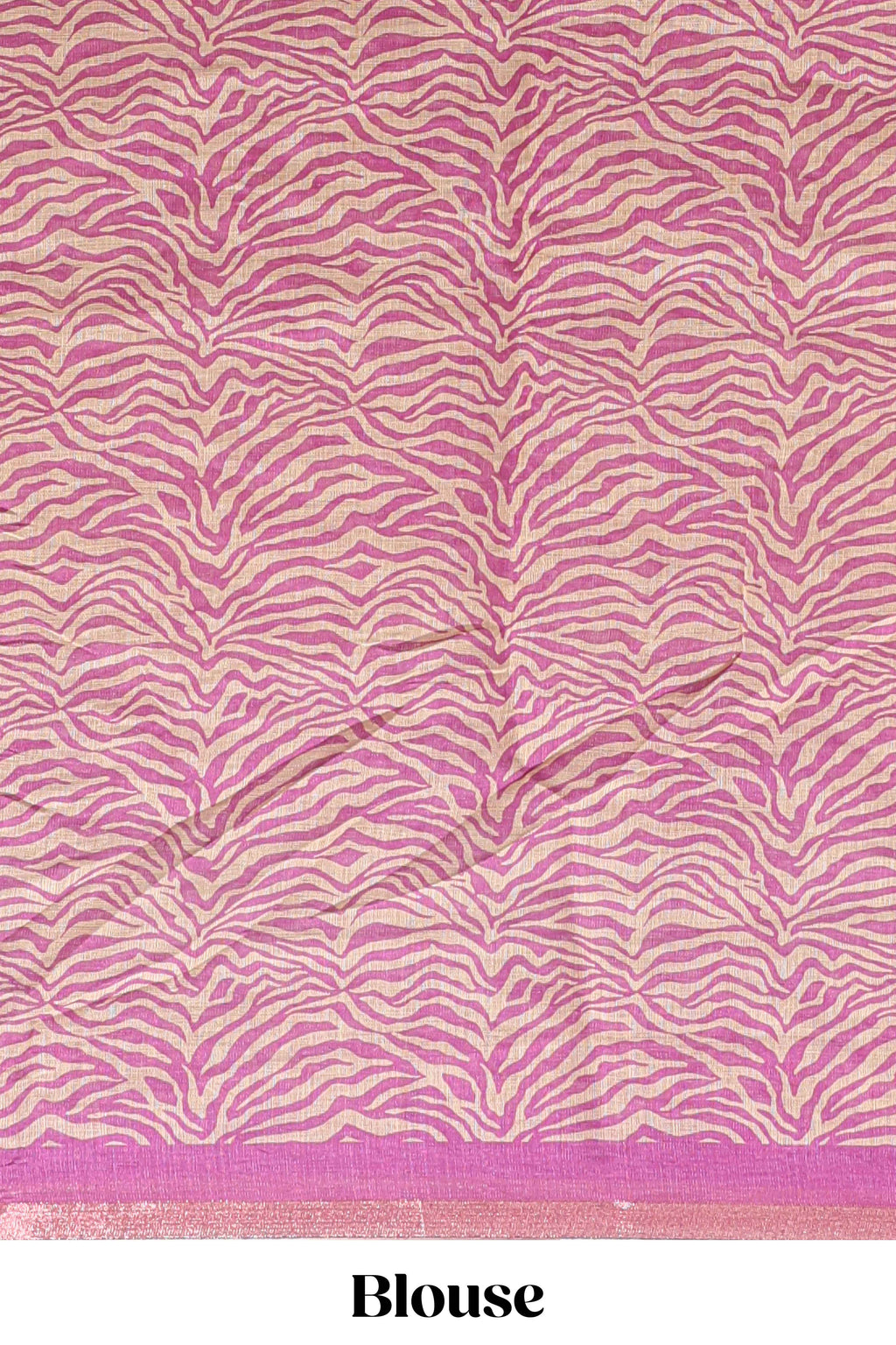 Pink pichwai cow prints & Zebra inspired pattern linen cotton saree with self zari border and matching blouse
