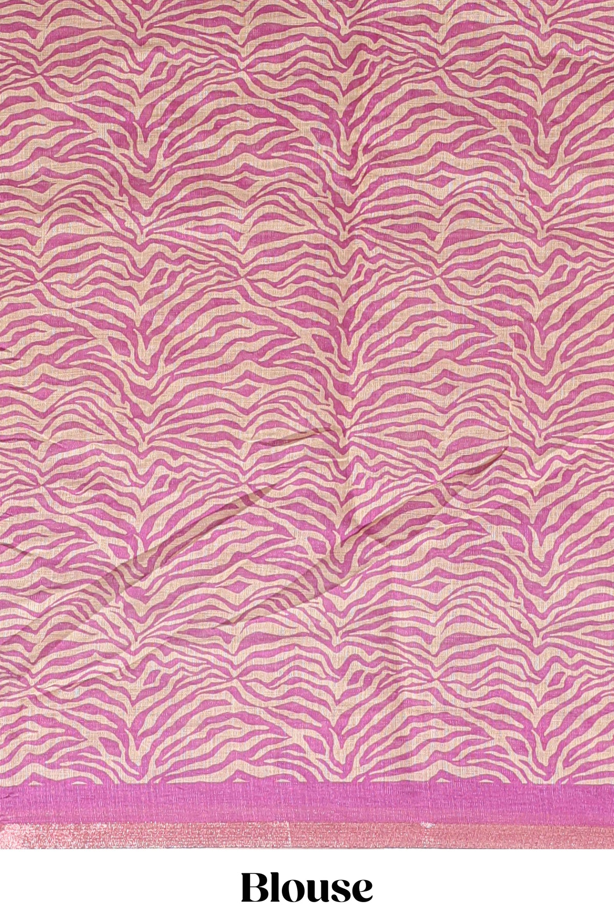 Pink pichwai cow prints & Zebra inspired pattern linen cotton saree with self zari border and matching blouse