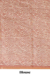 Brown pichwai cow prints & Zebra inspired pattern linen cotton saree with self zari border and matching blouse