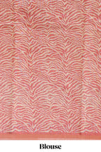 Orange pichwai cow prints & Zebra inspired pattern linen cotton saree with self zari border and matching blouse