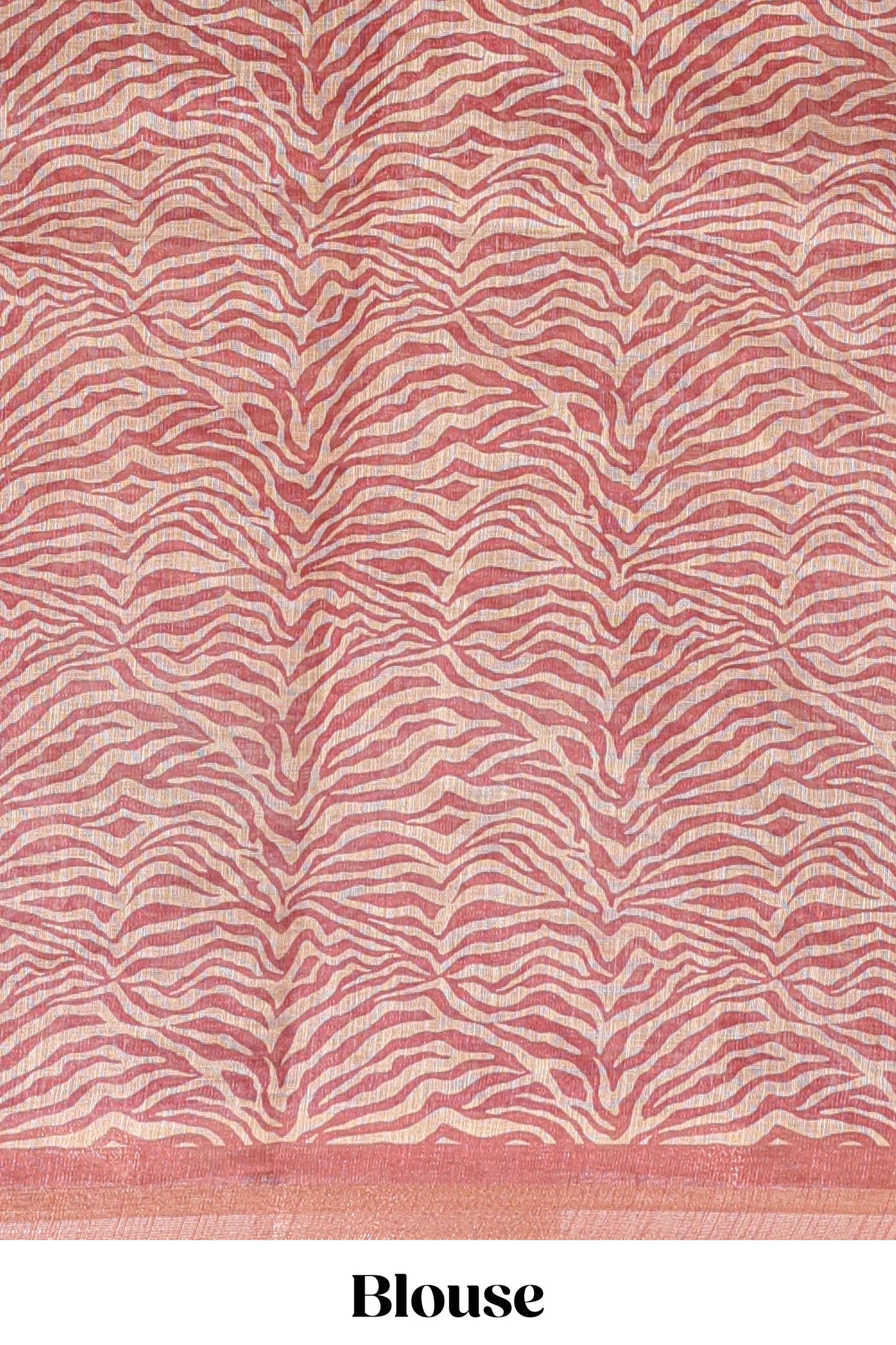 Peach pichwai cow prints & Zebra inspired pattern linen cotton saree with self zari border and matching blouse