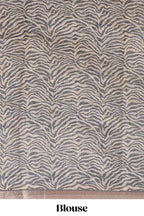Grey pichwai cow prints & Zebra inspired pattern linen cotton saree with self zari border and matching blouse