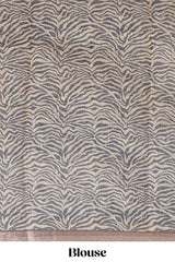 Grey pichwai cow prints & Zebra inspired pattern linen cotton saree with self zari border and matching blouse