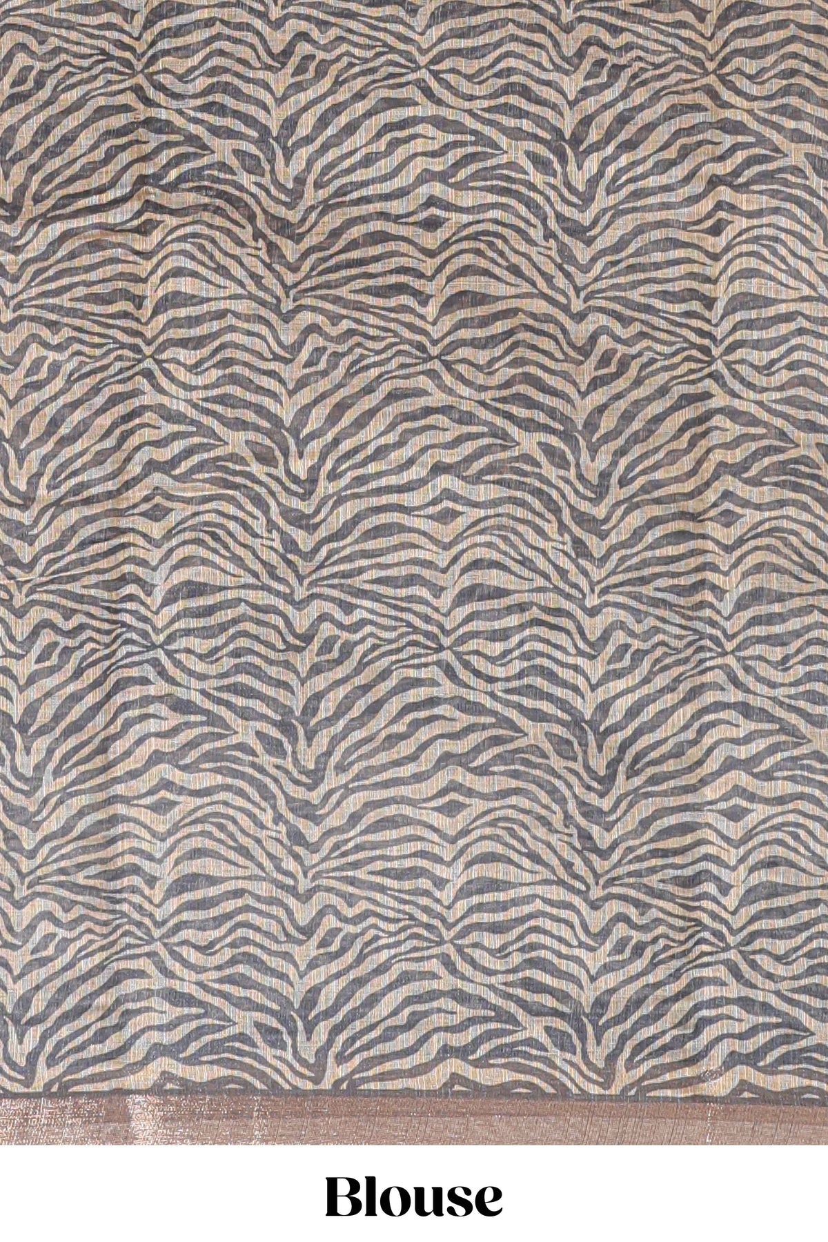 Grey pichwai cow prints & Zebra inspired pattern linen cotton saree with self zari border and matching blouse
