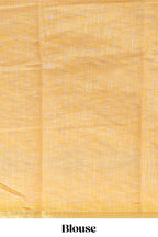 Yellow pichwai cow prints & Zebra inspired pattern linen cotton saree with self zari border and matching blouse