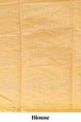 Yellow pichwai cow prints & Zebra inspired pattern linen cotton saree with self zari border and matching blouse