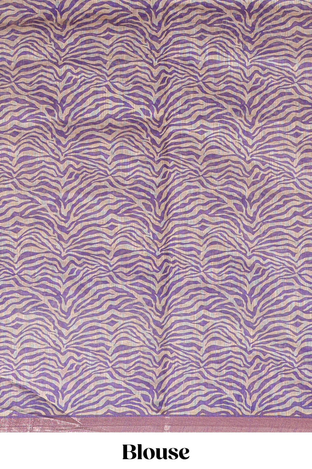 Violet pichwai cow prints & Zebra inspired pattern linen cotton saree with self zari border and matching blouse