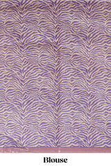Violet pichwai cow prints & Zebra inspired pattern linen cotton saree with self zari border and matching blouse