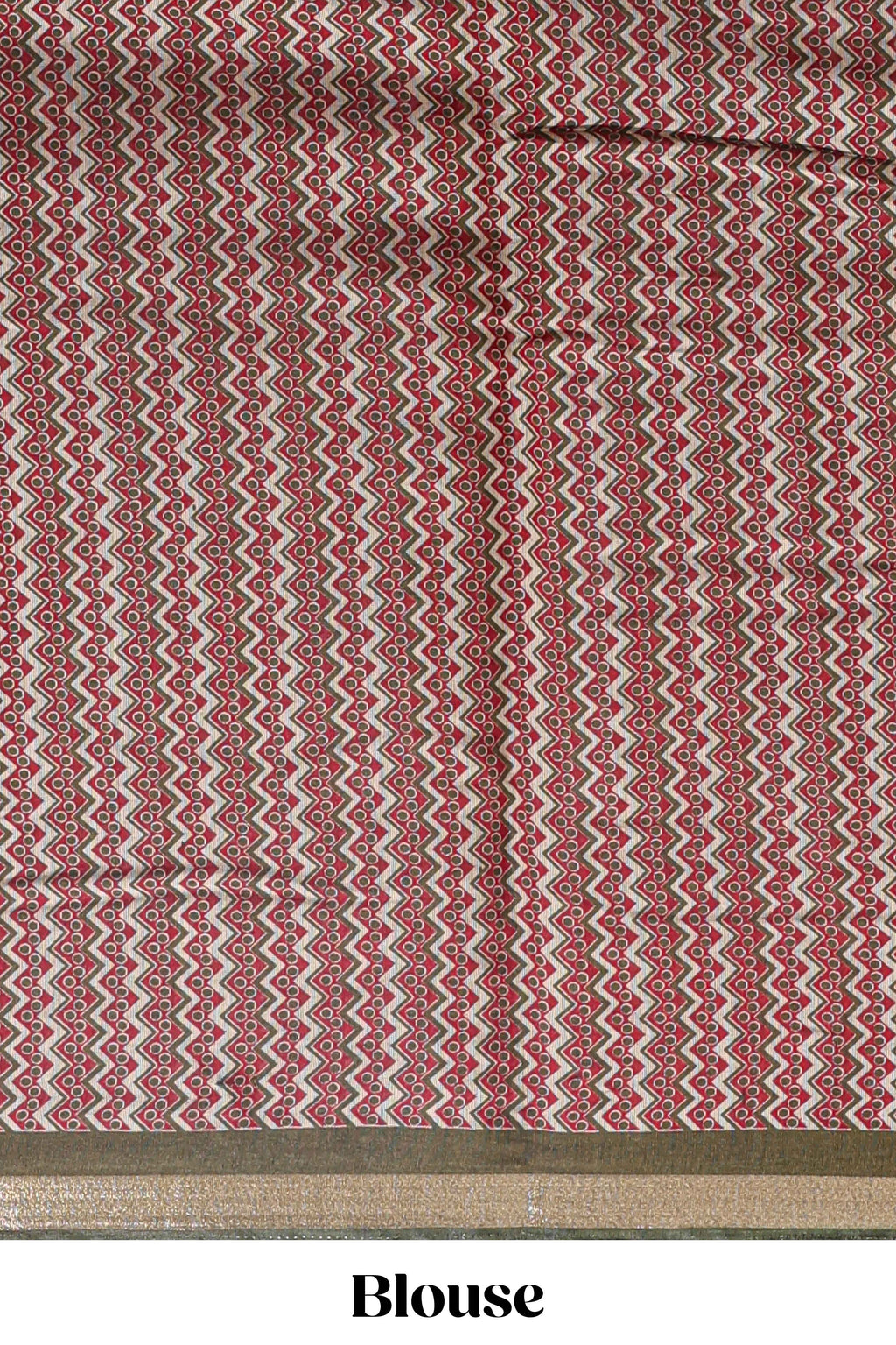 Brown shibori print linen cotton saree with contrast green zari border and printed blouse